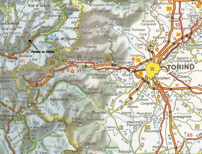 parte di carta geografica che presenta la zona interessata all’escursione in Savoia-Francia -153522 bytes-
